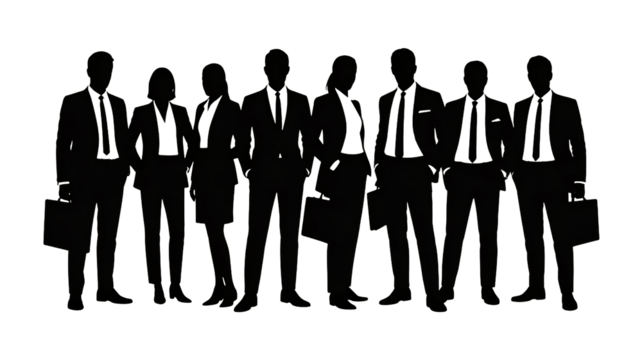 Powerful business team standing together in the dark, confident future