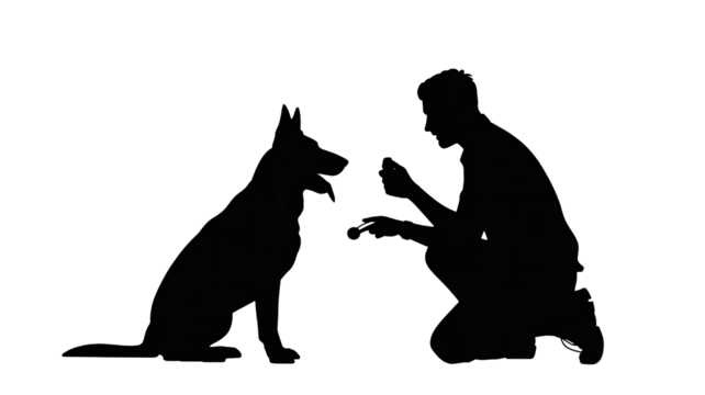 Loyal dog greets owner affectionately in the dark night setting