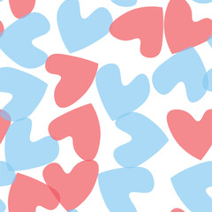 Seamless pattern with hearts. Template holiday vector illustration. Design for card, postcard, poster, print, banner. Cartoon colorful hearts on color background.