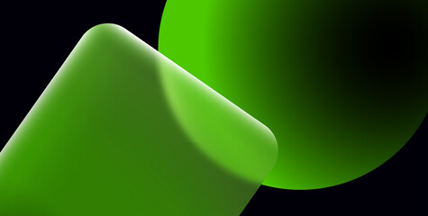 Abstract Neon Green 3D Minimalist Shapes On Dark Background