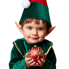 Santa Claus helper, closeup object. Isolated on png background. 