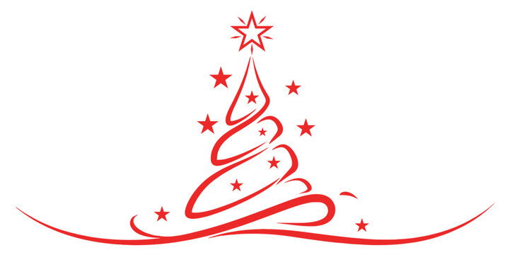 Elegant Red Christmas Tree Design on White Background for Festive Season Decor