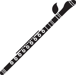 Elegant black flute instrument vector graphic for musical designs and compositions