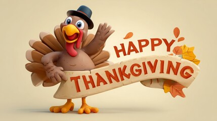 Celebrate happy Thanksgiving with this adorable cartoon turkey design