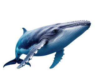 Majestic Humpback Whale Swimming in Deep Blue Ocean Waters marine life