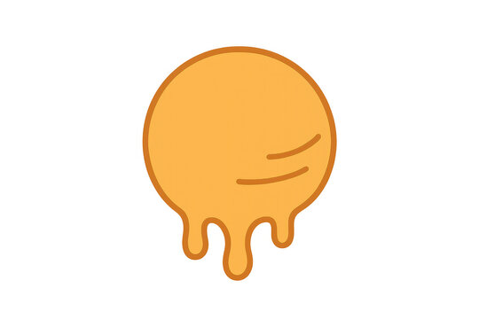Dripping yellow honey circle illustration with melting effect and sweet fluid texture on transparent background