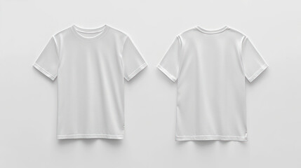 Minimalist white t-shirt design displayed front and back against a plain background for fashion and apparel ideas Generative AI