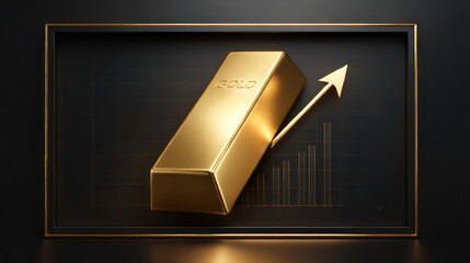 Gold bar with upward trend in price displayed on a sleek background with graphs indicating market growth Generative AI