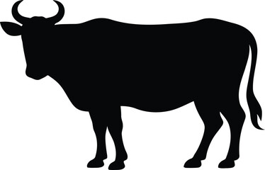 Black animal silhouette of a bull and cow illustration suitable for farm or beef cattle vector