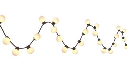 String lights glowing warmly on a black backdrop for festive occasions