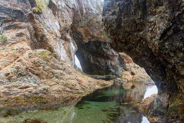 Rocks and water at Cape Ptichiy on Sakhalin Island