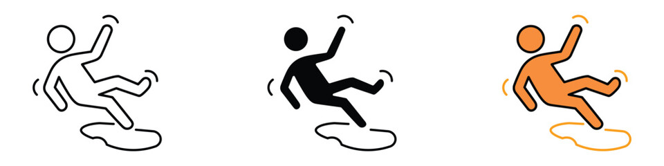 Person Slipping and Falling icon vector. Workplace and Public Awareness symbol. vector illustration.