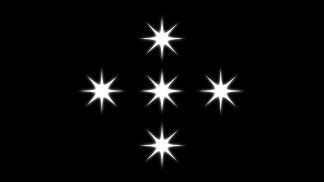 sparkling stars animation, glowing light trails, white cartoon blinking stars, Twinkle light stars sparkling, flat vector doodle sparkle, 2D shining twinkle effect on black screen background. 4k