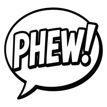 Phew comic book speech bubble illustration