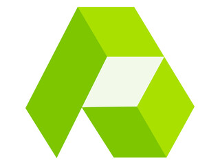 abstract a letter logo with 3d cube symbol
