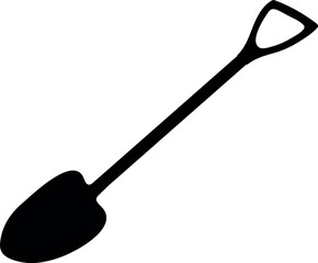 Black silhouette of shovel isolated on white background	