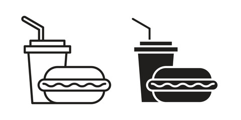 Fast food icon. Outline, Glyph and Filled Outline Style
