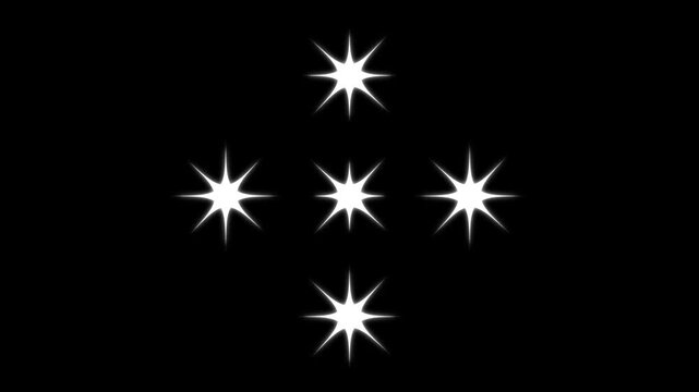 Twinkle Sparkling stars Shine animation on black screen, looping animation, doodles style stars Blinking retro vector stars and starry night sky, Animation twinkling stars on a black background. 4k