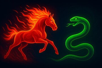 The interaction of two years of the eastern calendar - the Fire Horse and the Wooden Snake, a symbolic clash of two elements
