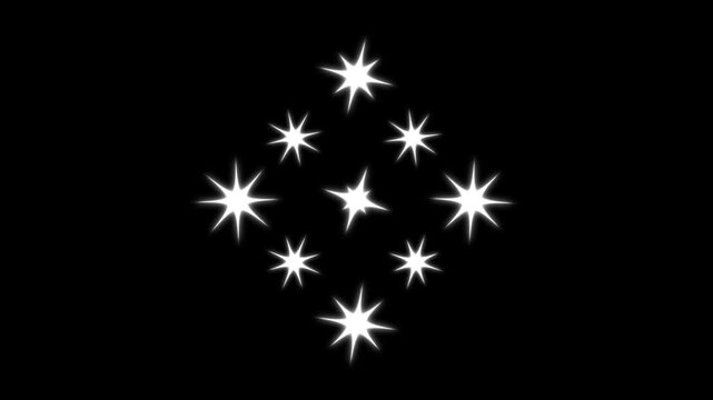 Twinkle star glitter sparkle animation, doodles style stars Blinking retro vector stars and starry night sky, flat, vector, looping animation, Animation twinkling stars on a black background. 4k