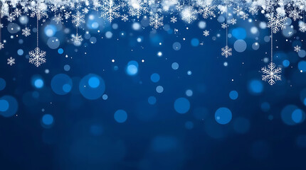 Dreamy winter background with falling snowflakes and bokeh lights, perfect for holiday greetings and seasonal promotions, bringing festive cheer