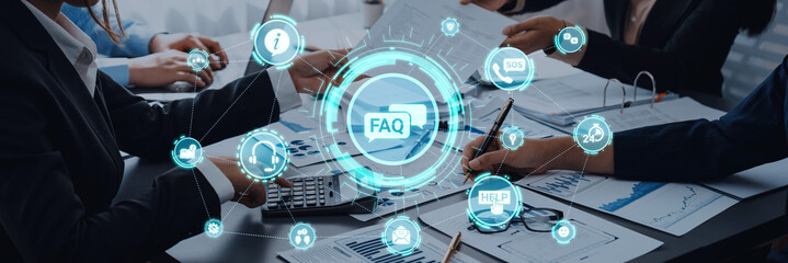 FAQ and online help icons show question, answer, and support system. FAQ improves online help...