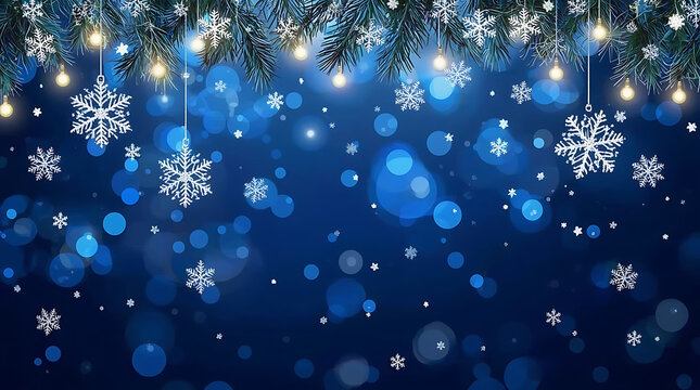 Elegant winter wonderland scene with falling snowflakes and shimmering lights perfect for holiday greetings, festive banners, and seasonal promotions - Powered by Adobe