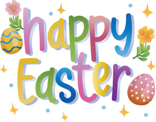rainbow colorful happy easter type lettering
