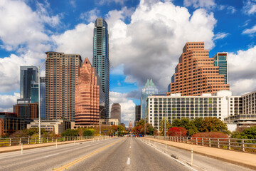 Austin City road trip, skyline in sunny day in Austin, Texas, USA	