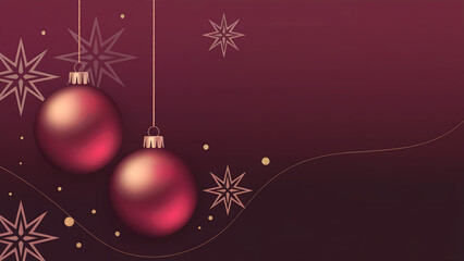 luxury christmas ornament banner with rose gold accents and copy space