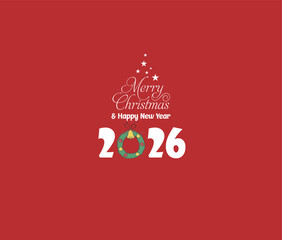 Merry Christmas and New Year 2026 greetings. Vector illustrations.