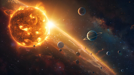 Cosmic harmony: solar system alignment featuring earth and other celestial bodies