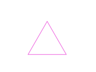 Neon pink triangle shape on a transparent background, geometric design, A vibrant neon pink triangle glows against a stark black backdrop, creating a striking visual contrast
