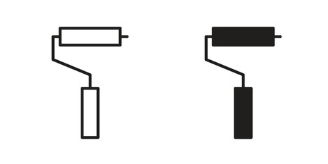 Paint roller icon. Outline, Glyph and Filled Outline Style