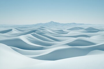 Breathtaking Serene Landscape with Dreamy Dunes and Distant Peaks Under a Beautiful Pastel Sky