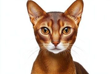 Charming Abyssinian Cat with Beautiful Amber Eyes and Sleek Reddish-Brown Coat Posing Elegantly