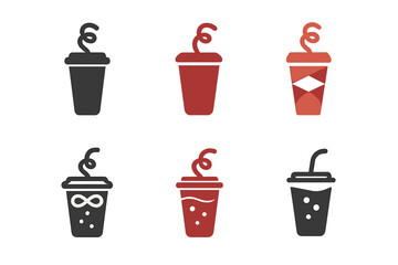 Soda Pop Logos. Soda pop. Icon set. Set Logo of soda pop: creative straw swirl. harmonious logo variations of the same emblematic concept, each with different