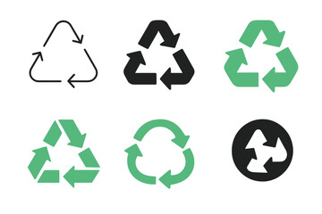 Obraz premium Circular Economy Icons. Circular economy and waste reduction initiatives. Icon set. Set Logo of circular economy: recycling loop. harmonious logo variations of