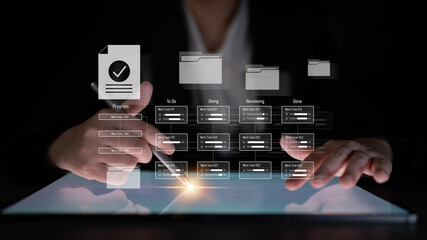 Task management workflow dashboard visualizing to-do lists, ongoing tasks, review status, and completed items to support productivity and project tracking Latch