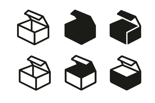 Cosmetic Box Logos. cosmetic box mockup. Icon set. Set Logo of cosmetic box mockup: folded carton box. harmonious logo variations of the same emblematic