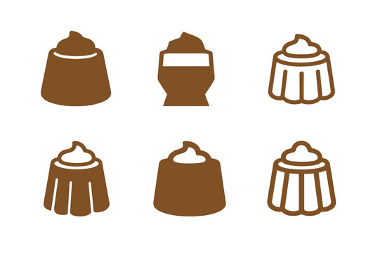Dessert Pudding Logos. Dessert. Icon set. Set Logo of dessert: pudding cup. harmonious logo variations of the same emblematic concept, each with different