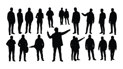 Diverse group of people silhouettes isolated on white background, Vector