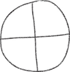 Hand drawn sketch of round face outline with cross construction lines simple pencil drawing for cartoon character design template