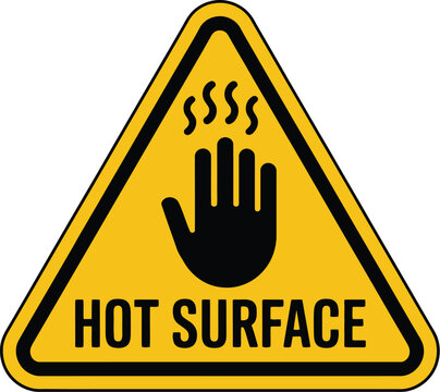 Hot surface warning sign vector image for safety precautions and hazard awareness in workplace area