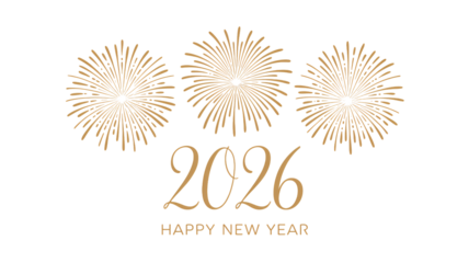 Elegant gold 2026 New Year celebration design with stylish fireworks bursts