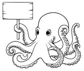 octopus with advertising board