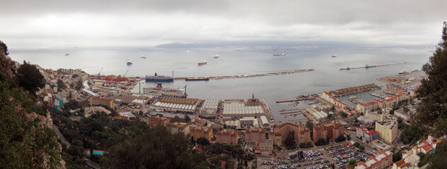 Panorama of Gibraltar from midway up the rock