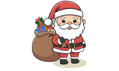 Cute Santa Claus cartoon illustration for Christmas card, kids design and holiday greeting
