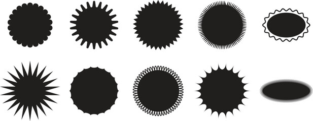 Collection of abstract oval shapes black and white