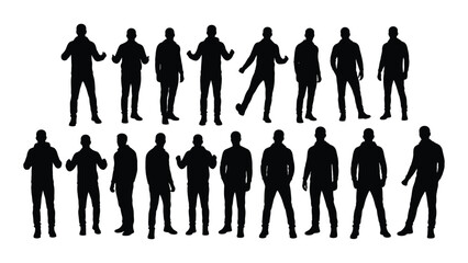 Collection of male silhouettes isolated on white background, Vector